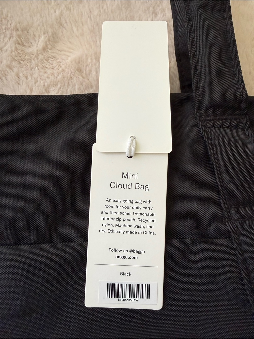 NWT BAGGU Mini Cloud Bag Tote Black - Picture 4 of 12